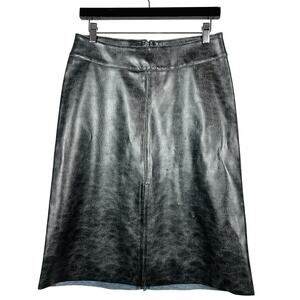 Vintage Solo Paris Pencil Skirt Front Slit Black Soft Classic Punk Rock Glam 28